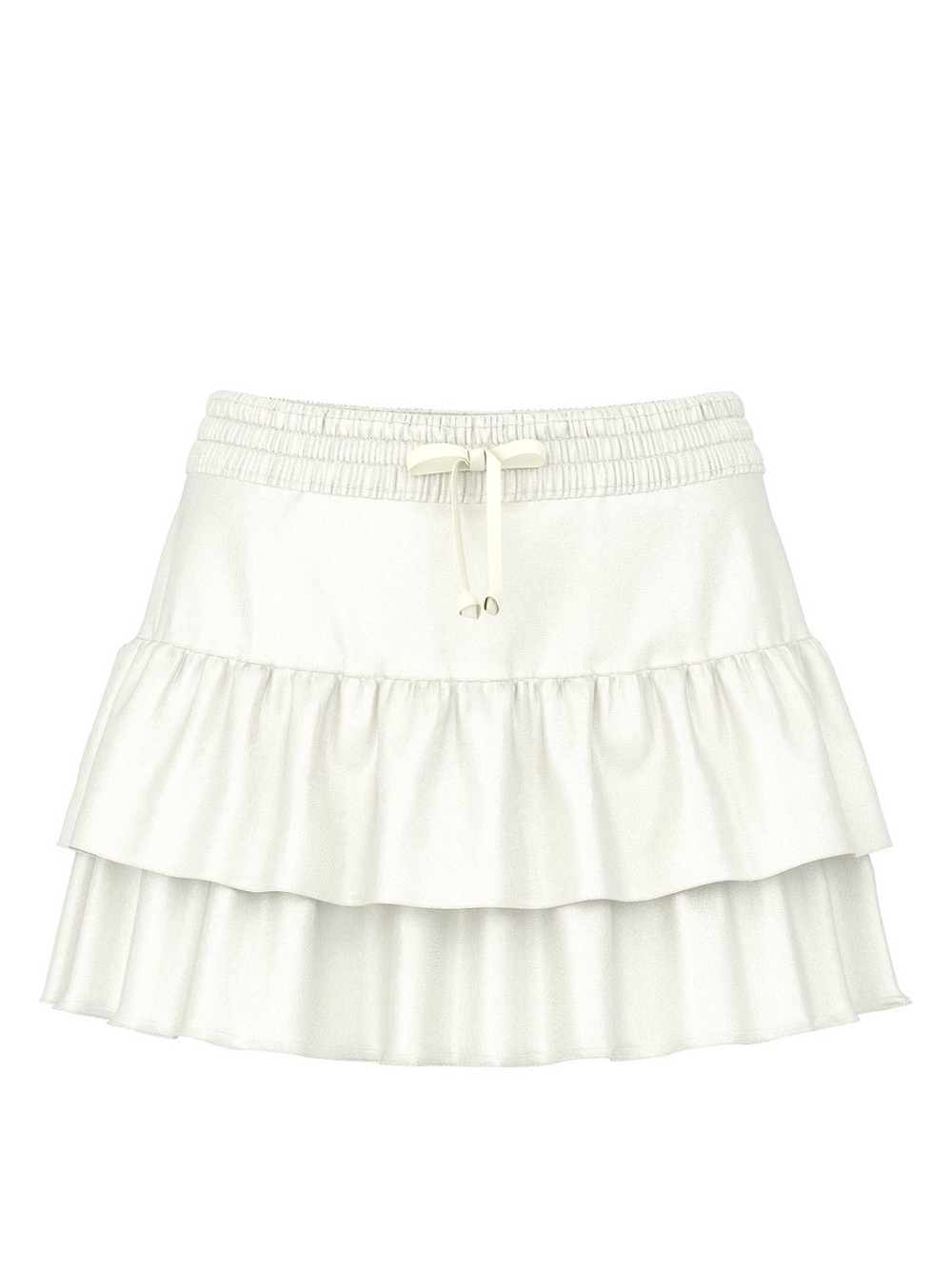 PINK Victoria's Secret Cream Tiered Ruffle Mini Skirt Summer Fling Satin Ruffle